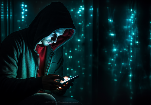 cybercrimeinfo.nl_man_in_black_hoodie_using_smartphone_in_blue__5287211f-1521-4b33-988b-3384a599d0cd